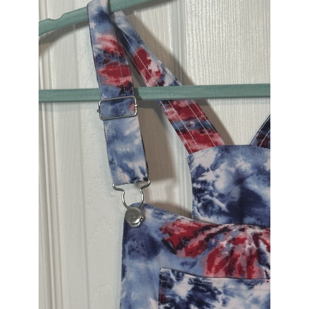 No Boundaries Juniors Red White Blue Firework Overall Shorts Forth of July XXL - Picture 2 of 7